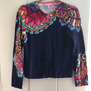 Lilly Pulitzer navy printed cardigan